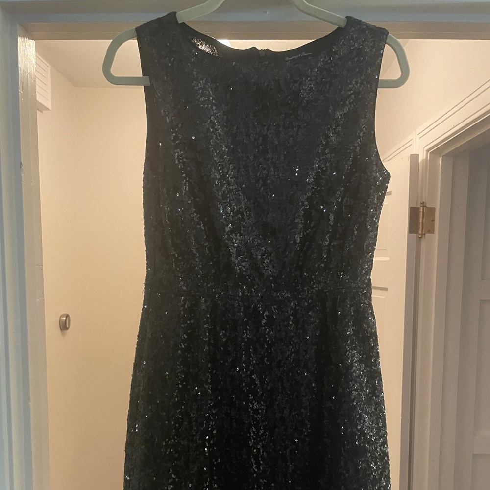 Black Sequin Midi Dress with cinched waist